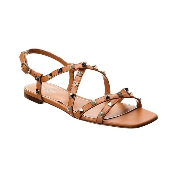 Valentino Rockstud Leather Sandal, Beige - Picture 1 of 5